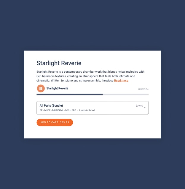 Sheet music audio preview player