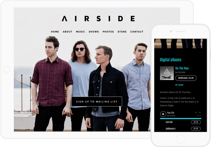 Band website template example